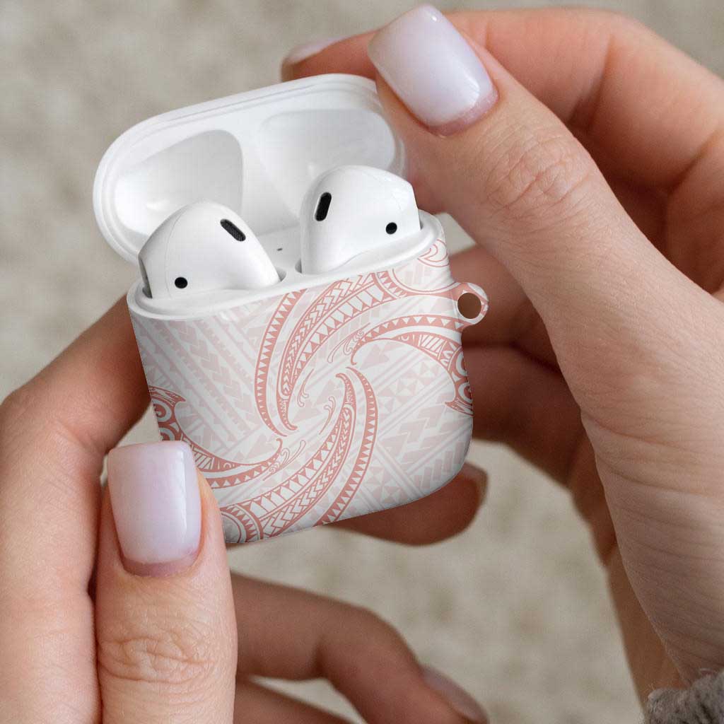 White Sunday Lotu Tamaiti AirPods Case Polynesian Wave Pastel Blush - Polynesian Pride