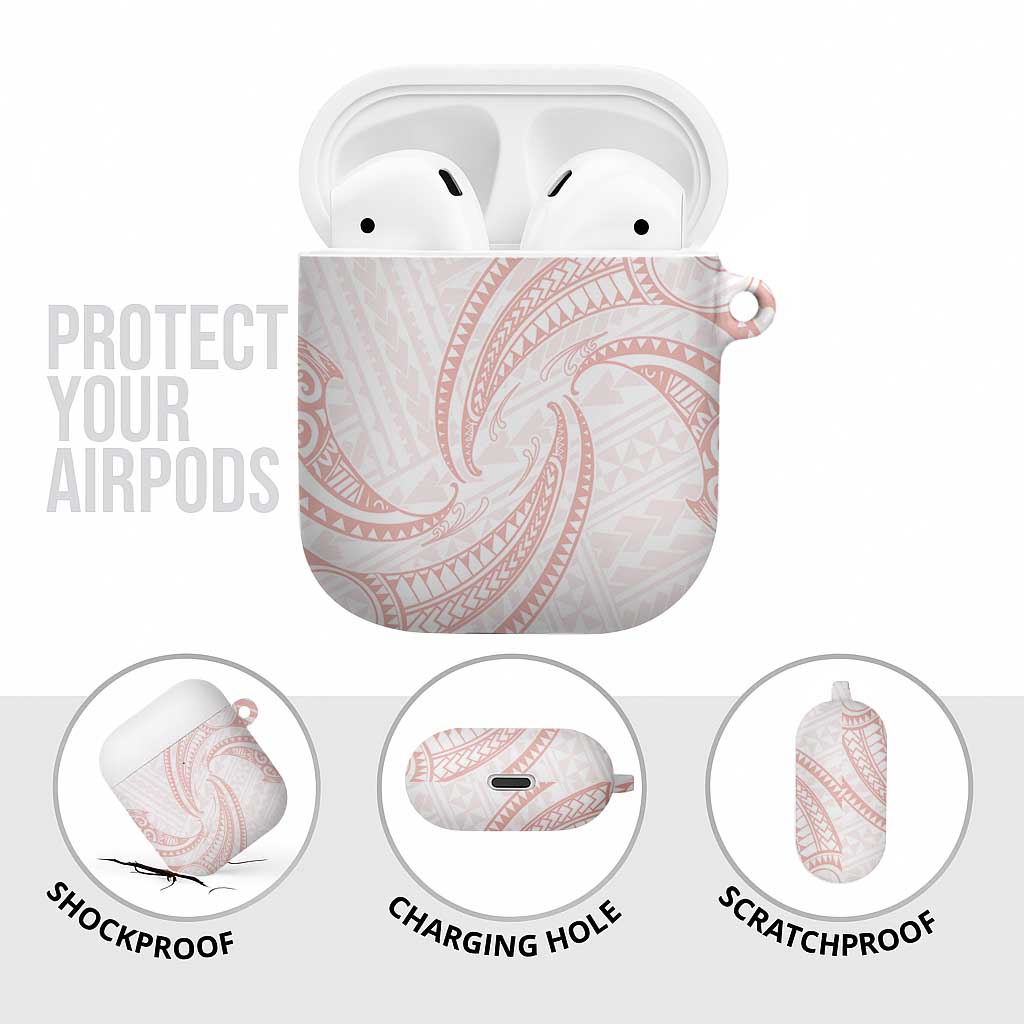 White Sunday Lotu Tamaiti AirPods Case Polynesian Wave Pastel Blush - Polynesian Pride