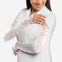 White Sunday Lotu Tamaiti Arm Sleeves Polynesian Wave Pastel Blush - Polynesian Pride
