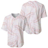 White Sunday Lotu Tamaiti Baseball Jersey Polynesian Wave Pastel Blush - Polynesian Pride