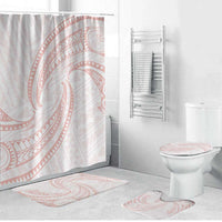 White Sunday Lotu Tamaiti Bathroom Set Polynesian Wave Pastel Blush - Polynesian Pride