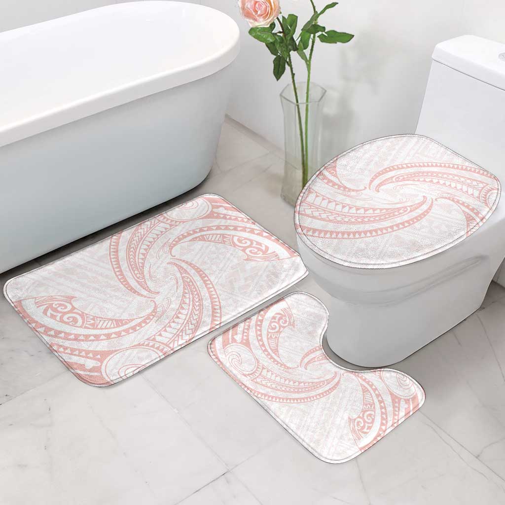 White Sunday Lotu Tamaiti Bathroom Set Polynesian Wave Pastel Blush - Polynesian Pride