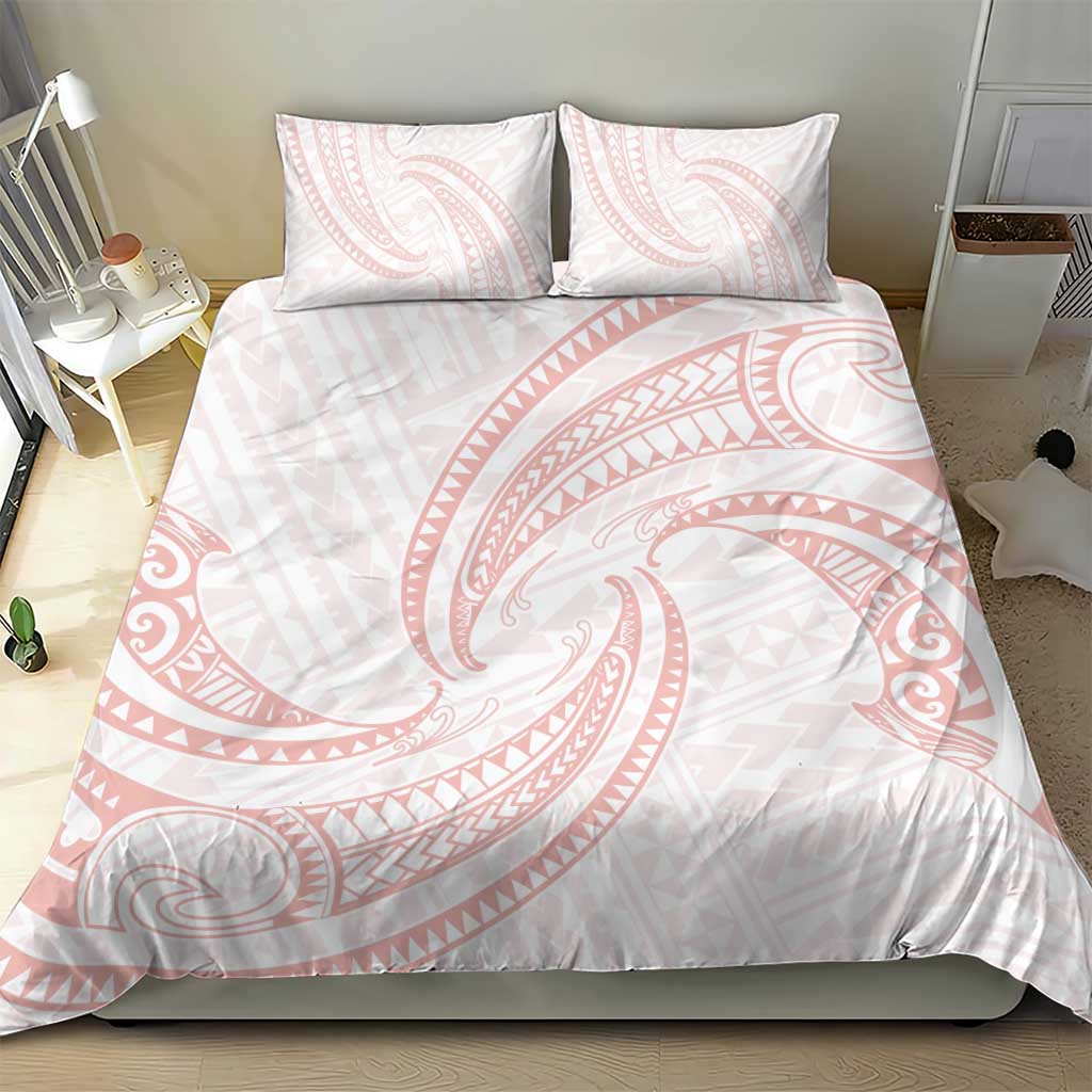White Sunday Lotu Tamaiti Bedding Set Polynesian Wave Pastel Blush - Polynesian Pride