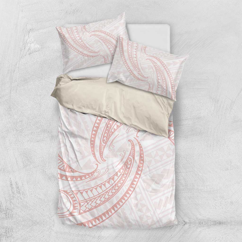 White Sunday Lotu Tamaiti Bedding Set Polynesian Wave Pastel Blush - Polynesian Pride