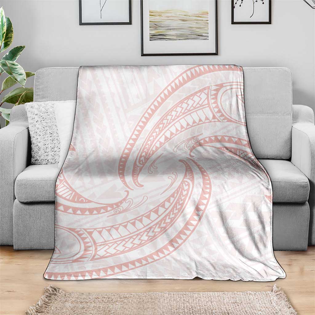 White Sunday Lotu Tamaiti Blanket Polynesian Wave Pastel Blush - Polynesian Pride