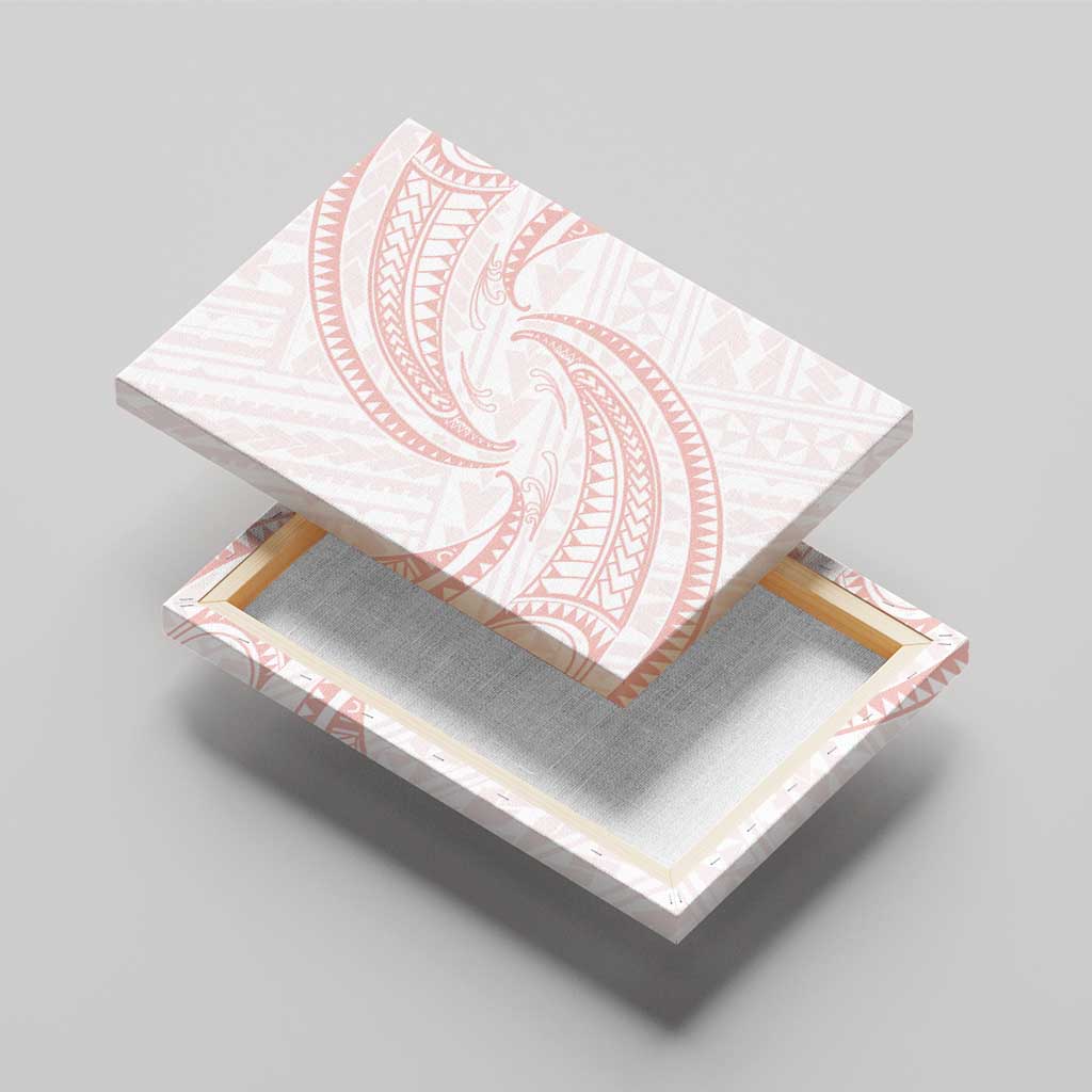 White Sunday Lotu Tamaiti Canvas Wall Art Polynesian Wave Pastel Blush - Polynesian Pride