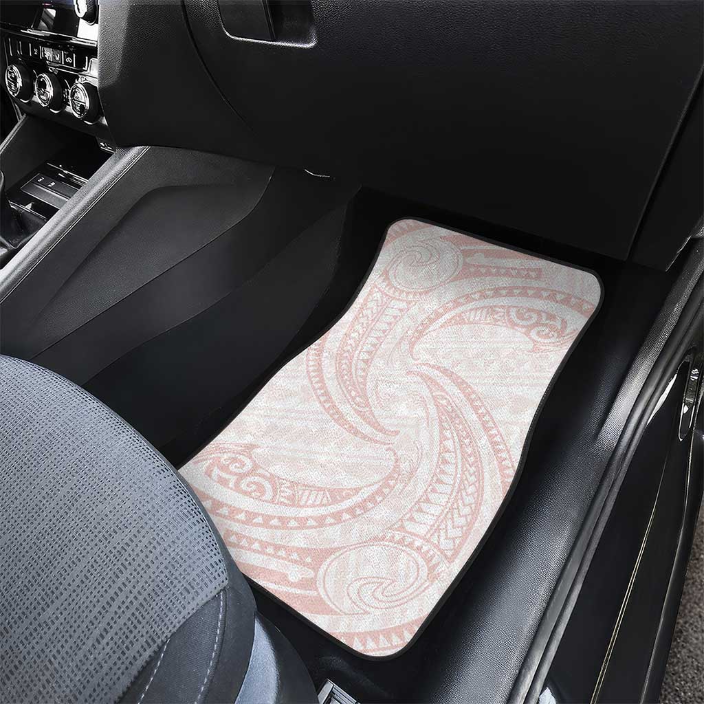 White Sunday Lotu Tamaiti Car Mats Polynesian Wave Pastel Blush - Polynesian Pride