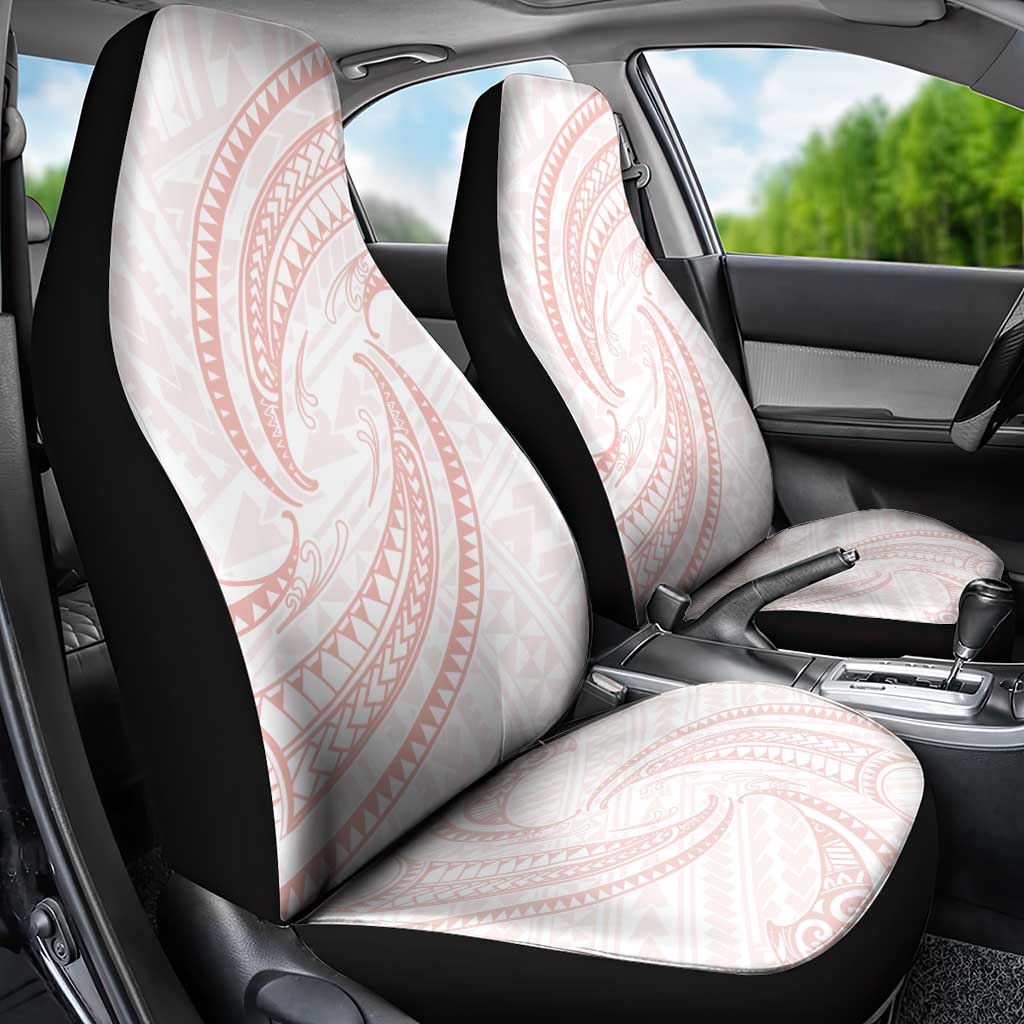 White Sunday Lotu Tamaiti Car Seat Cover Polynesian Wave Pastel Blush - Polynesian Pride