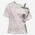 White Sunday Lotu Tamaiti Cross Shoulder Shirt Polynesian Wave Pastel Blush - Polynesian Pride