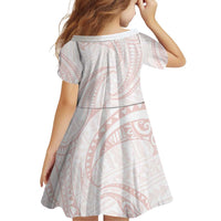 White Sunday Lotu Tamaiti Family Matching Off Shoulder Short Dress and Hawaiian Shirt Polynesian Wave Pastel Blush LT9 - Polynesian Pride