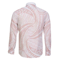 White Sunday Lotu Tamaiti Family Matching Off Shoulder Short Dress and Hawaiian Shirt Polynesian Wave Pastel Blush LT9 - Polynesian Pride
