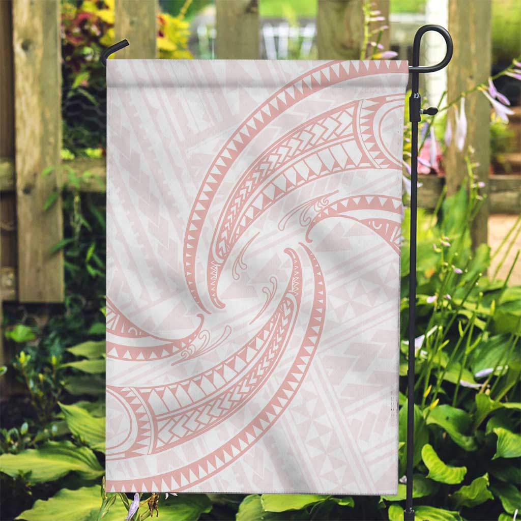 White Sunday Lotu Tamaiti Garden Flag Polynesian Wave Pastel Blush - Polynesian Pride