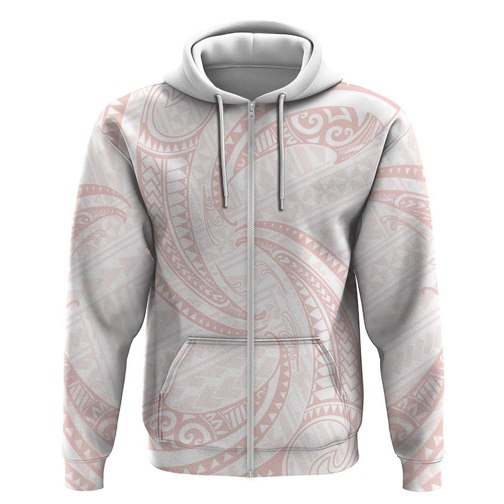 White Sunday Lotu Tamaiti Hoodie Polynesian Wave Pastel Blush - Polynesian Pride