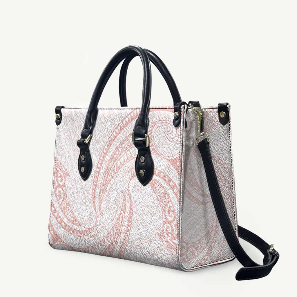 White Sunday Lotu Tamaiti Leather Bag Polynesian Wave Pastel Blush - Polynesian Pride