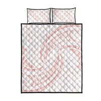 White Sunday Lotu Tamaiti Quilt Bed Set Polynesian Wave Pastel Blush - Polynesian Pride