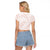 White Sunday Lotu Tamaiti Raglan Cropped T Shirt Polynesian Wave Pastel Blush - Polynesian Pride