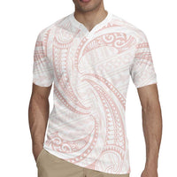 White Sunday Lotu Tamaiti Rugby Jersey Polynesian Wave Pastel Blush - Polynesian Pride