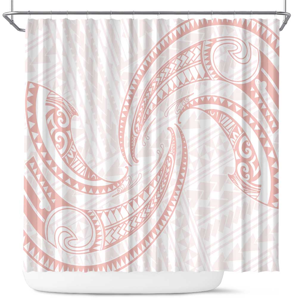 White Sunday Lotu Tamaiti Shower Curtain Polynesian Wave Pastel Blush LT9 Blush - Polynesian Pride