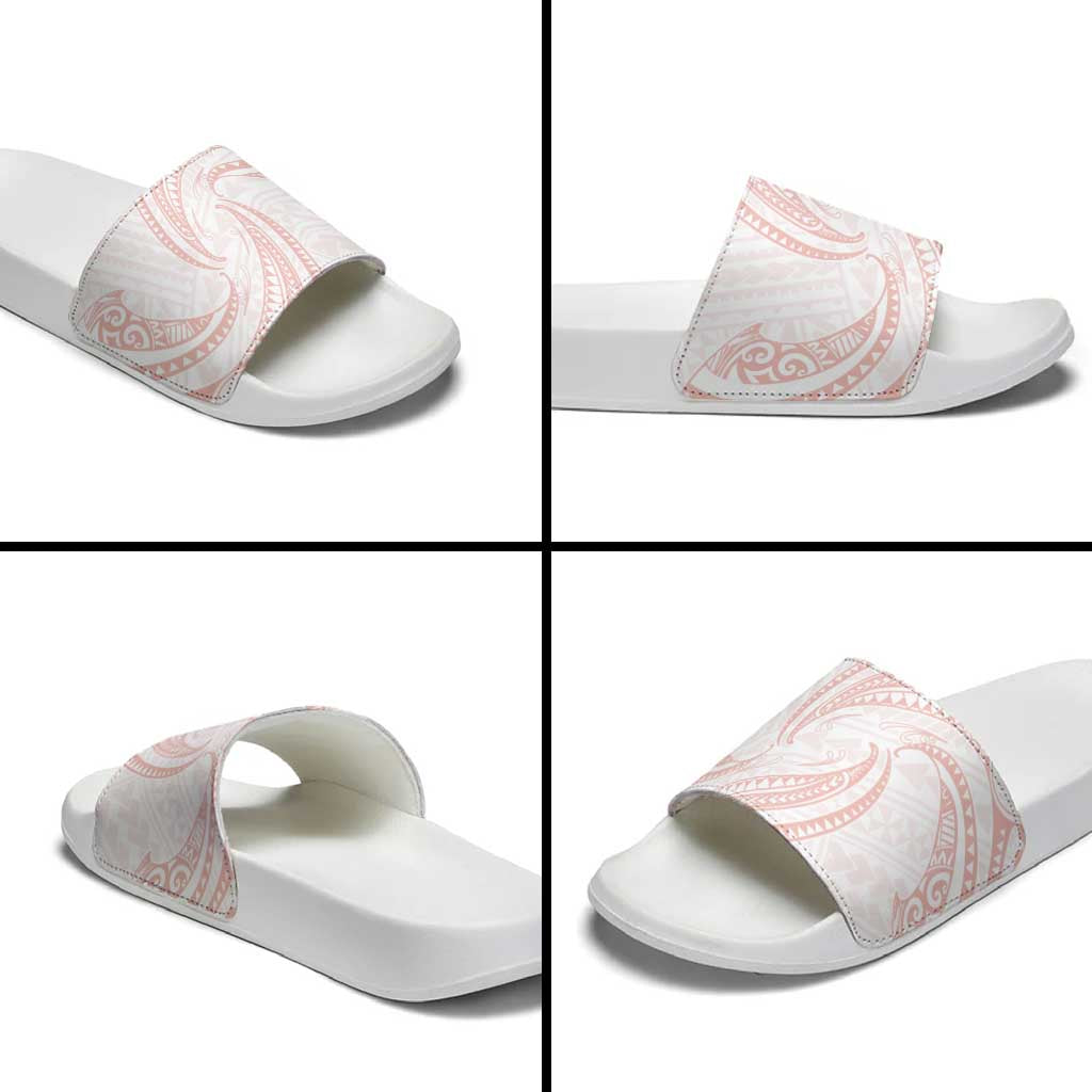 White Sunday Lotu Tamaiti Slide Sandals Polynesian Wave Pastel Blush - Polynesian Pride