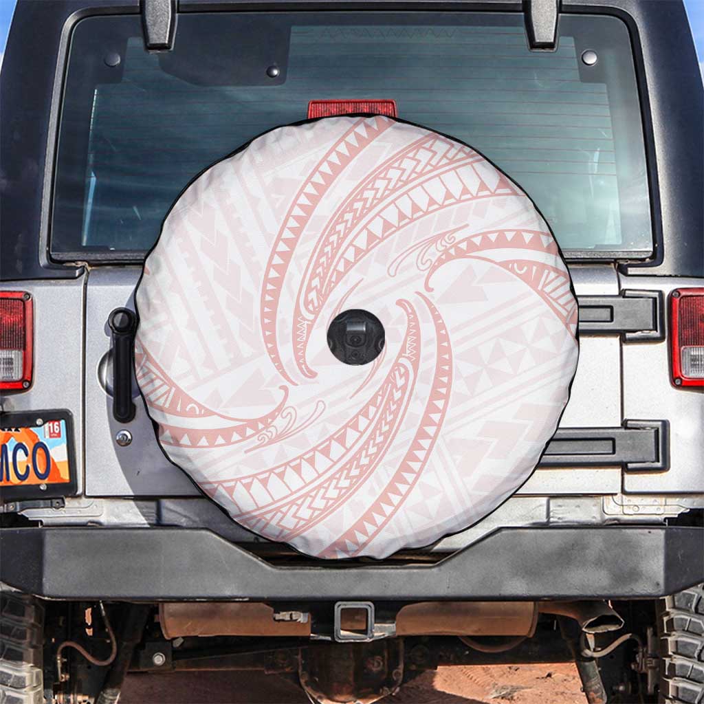 White Sunday Lotu Tamaiti Spare Tire Cover Polynesian Wave Pastel Blush - Polynesian Pride
