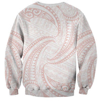 White Sunday Lotu Tamaiti Sweatshirt Polynesian Wave Pastel Blush - Polynesian Pride