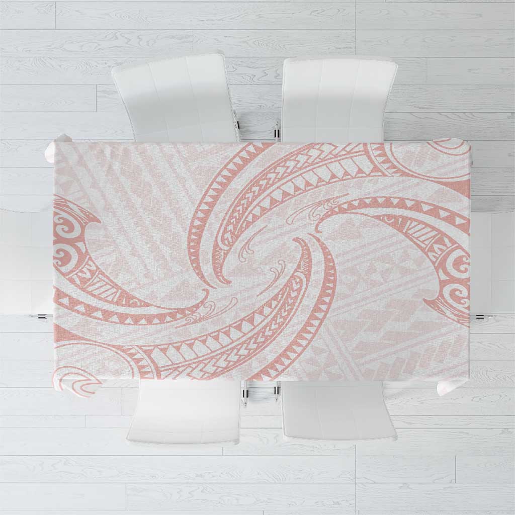 White Sunday Lotu Tamaiti Tablecloth Polynesian Wave Pastel Blush - Polynesian Pride