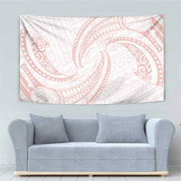 White Sunday Lotu Tamaiti Tapestry Polynesian Wave Pastel Blush - Polynesian Pride