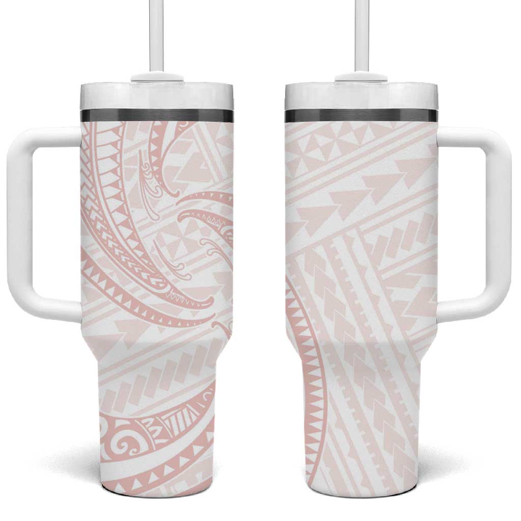 White Sunday Lotu Tamaiti Tumbler With Handle Polynesian Wave Pastel Blush - Polynesian Pride