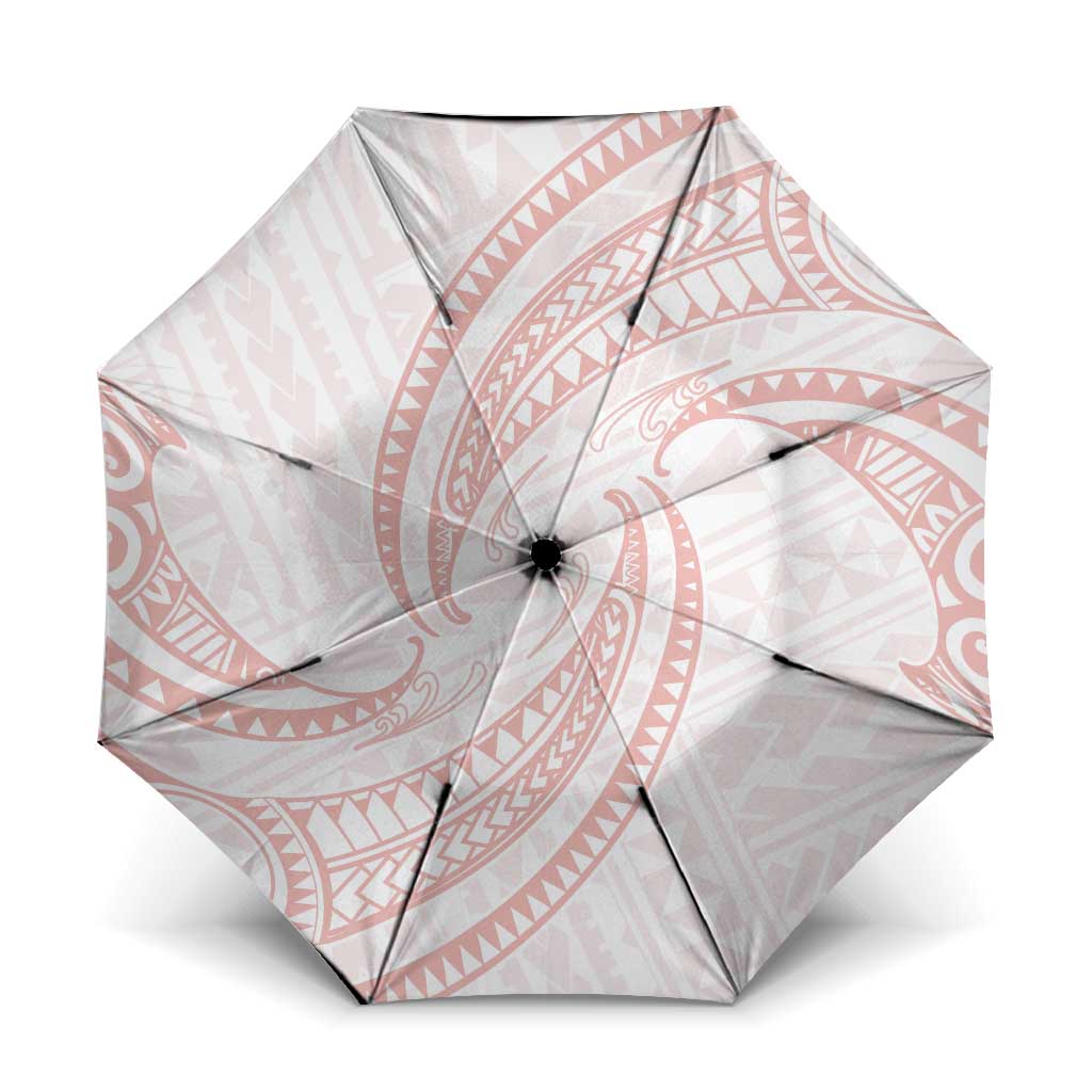 White Sunday Lotu Tamaiti Umbrella Polynesian Wave Pastel Blush - Polynesian Pride