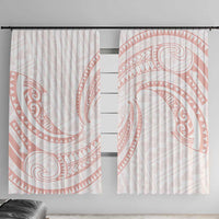 White Sunday Lotu Tamaiti Window Curtain Polynesian Wave Pastel Blush - Polynesian Pride