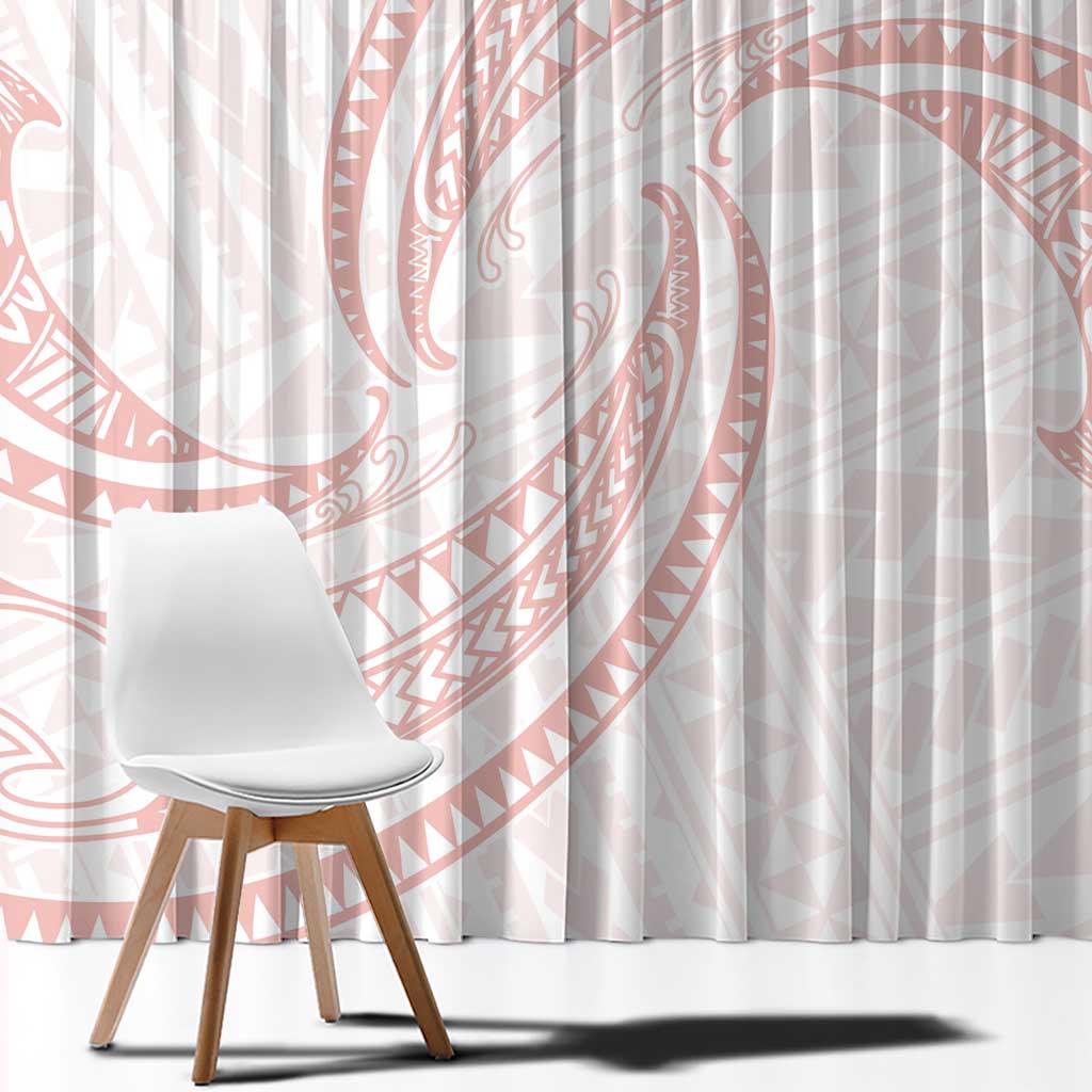 White Sunday Lotu Tamaiti Window Curtain Polynesian Wave Pastel Blush - Polynesian Pride