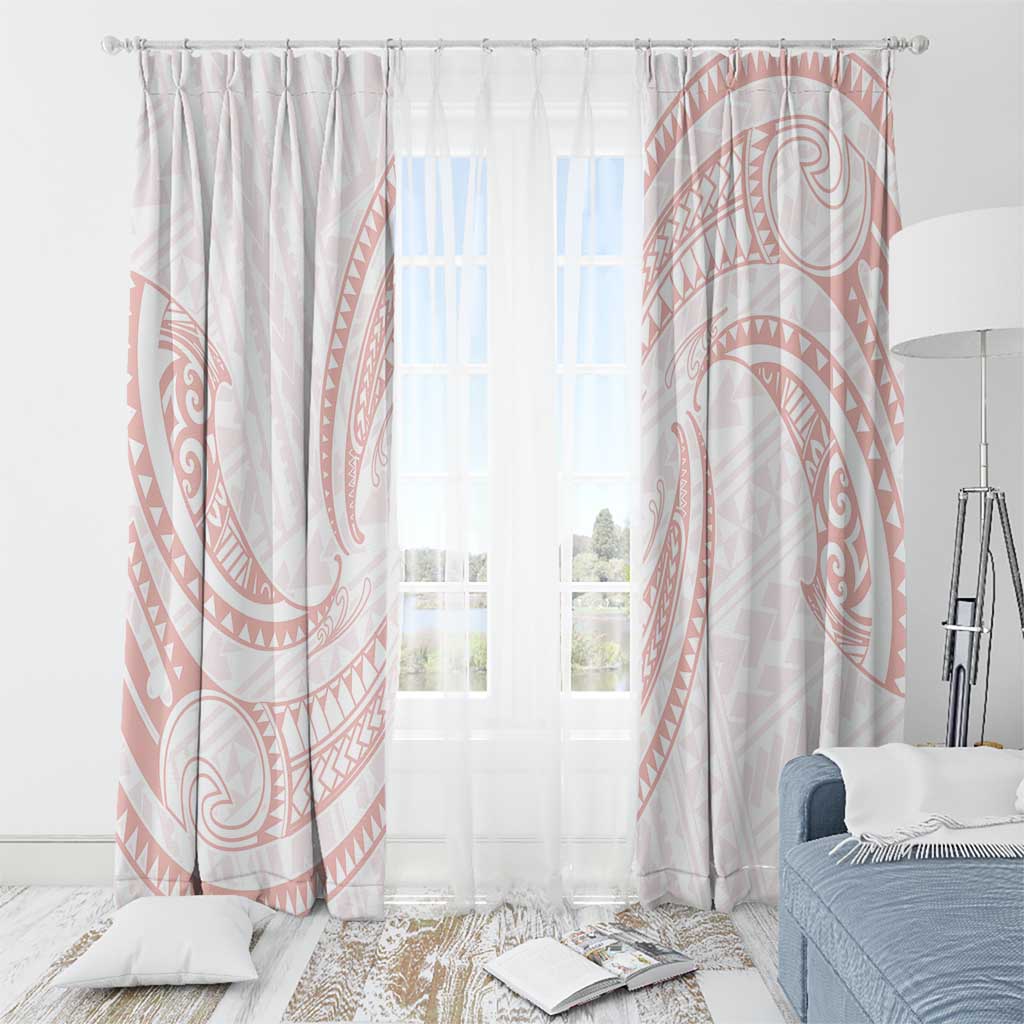 White Sunday Lotu Tamaiti Window Curtain Polynesian Wave Pastel Blush - Polynesian Pride