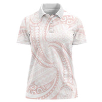 White Sunday Lotu Tamaiti Women Polo Shirt Polynesian Wave Pastel Blush - Polynesian Pride