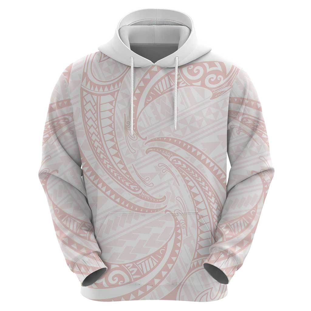 White Sunday Lotu Tamaiti Zip Hoodie Polynesian Wave Pastel Blush - Polynesian Pride