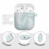 White Sunday Lotu Tamaiti AirPods Case Polynesian Wave Pastel Cyan - Polynesian Pride