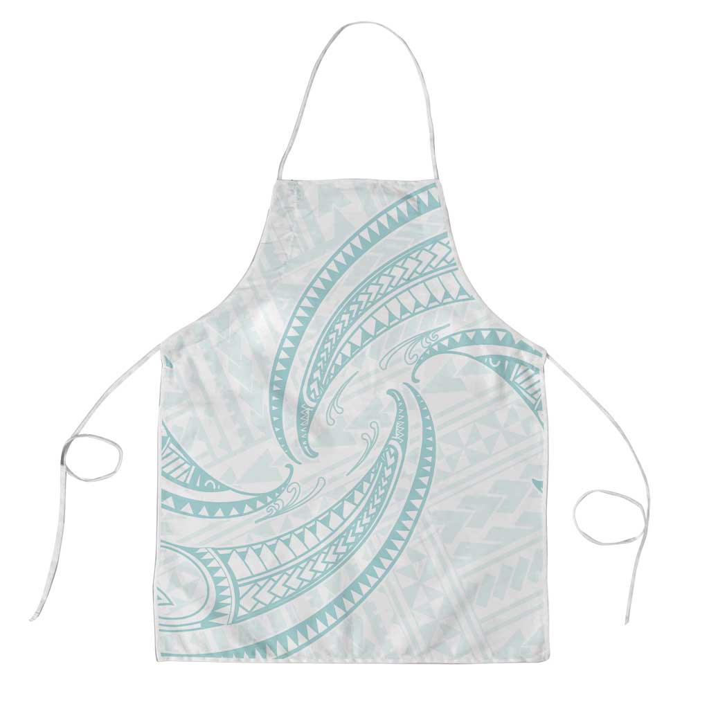 White Sunday Lotu Tamaiti Apron Polynesian Wave Pastel Cyan - Polynesian Pride