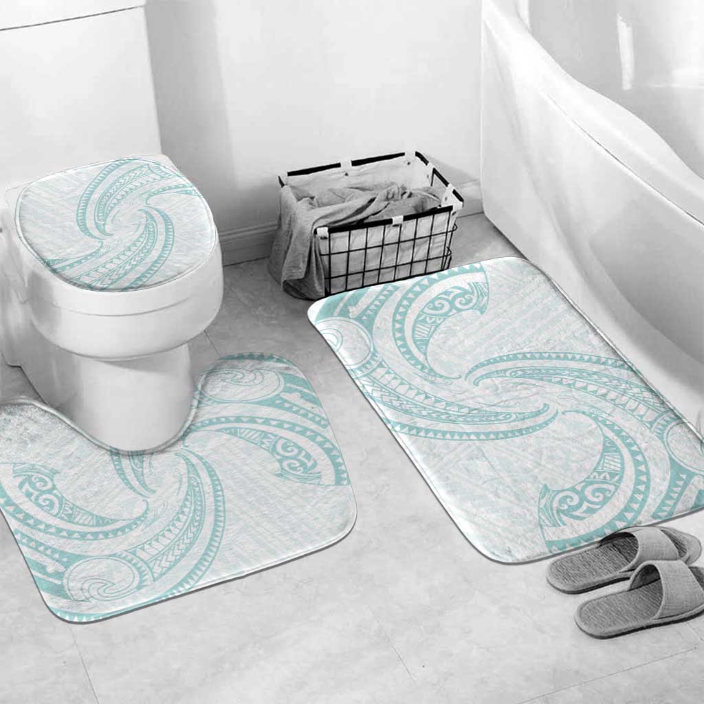 White Sunday Lotu Tamaiti Bathroom Set Polynesian Wave Pastel Cyan - Polynesian Pride