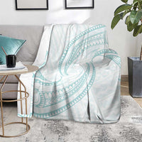 White Sunday Lotu Tamaiti Blanket Polynesian Wave Pastel Cyan - Polynesian Pride