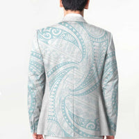 White Sunday Lotu Tamaiti Blazer Polynesian Wave Pastel Cyan - Polynesian Pride