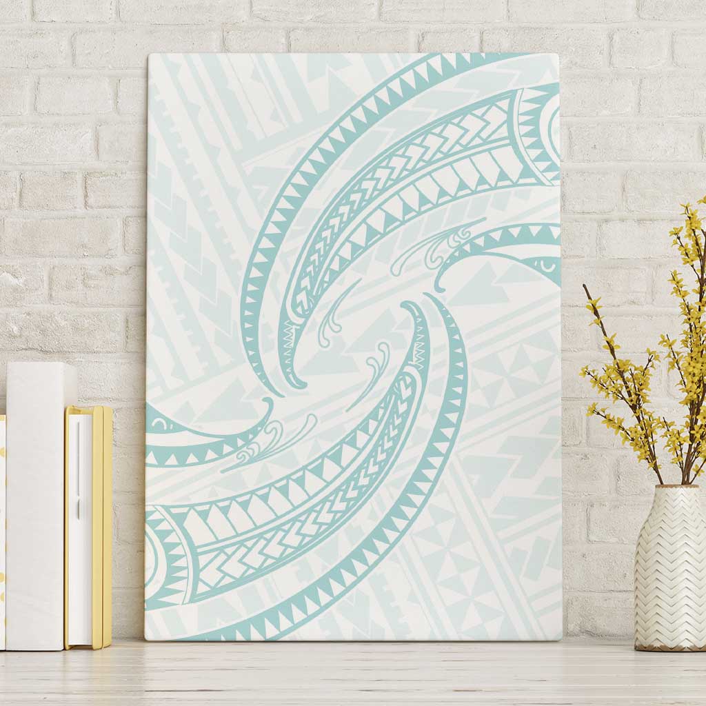 White Sunday Lotu Tamaiti Canvas Wall Art Polynesian Wave Pastel Cyan - Polynesian Pride