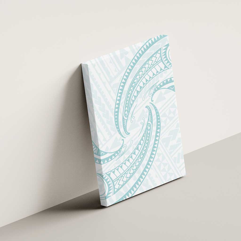 White Sunday Lotu Tamaiti Canvas Wall Art Polynesian Wave Pastel Cyan - Polynesian Pride