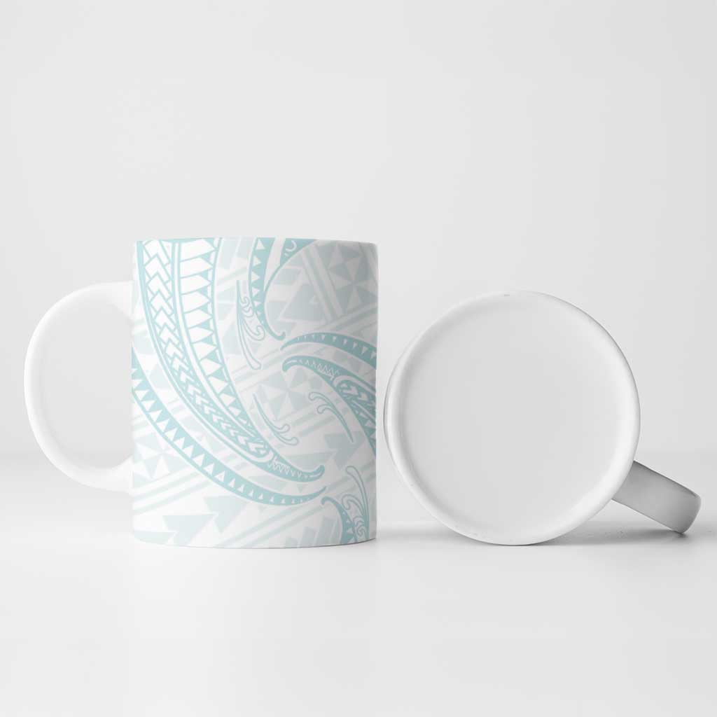 White Sunday Lotu Tamaiti Ceramic Mug Polynesian Wave Pastel Cyan - Polynesian Pride