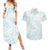 White Sunday Lotu Tamaiti Couples Matching Summer Maxi Dress and Hawaiian Shirt Polynesian Wave Pastel Cyan - Polynesian Pride