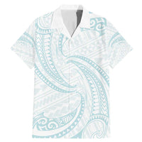White Sunday Lotu Tamaiti Family Matching Mermaid Dress and Hawaiian Shirt Polynesian Wave Pastel Cyan - Polynesian Pride