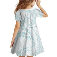 White Sunday Lotu Tamaiti Family Matching Short Sleeve Bodycon Dress and Hawaiian Shirt Polynesian Wave Pastel Cyan - Polynesian Pride