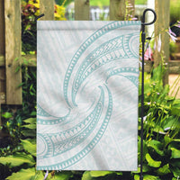 White Sunday Lotu Tamaiti Garden Flag Polynesian Wave Pastel Cyan - Polynesian Pride
