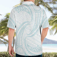 White Sunday Lotu Tamaiti Hawaiian Shirt Polynesian Wave Pastel Cyan - Polynesian Pride