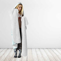 White Sunday Lotu Tamaiti Hooded Blanket Polynesian Wave Pastel Cyan - Polynesian Pride