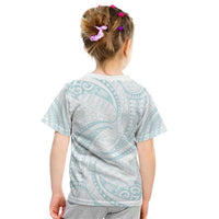 White Sunday Lotu Tamaiti Kid T Shirt Polynesian Wave Pastel Cyan - Polynesian Pride