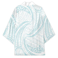 White Sunday Lotu Tamaiti Kimono Polynesian Wave Pastel Cyan - Polynesian Pride